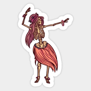 Vintage Skeleton Hula Girl Sticker